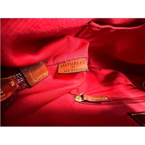 Dooney & Bourke Green & White Striped Canvas Tote Bag With Leather Trim & Red In - Picture 7 of 11